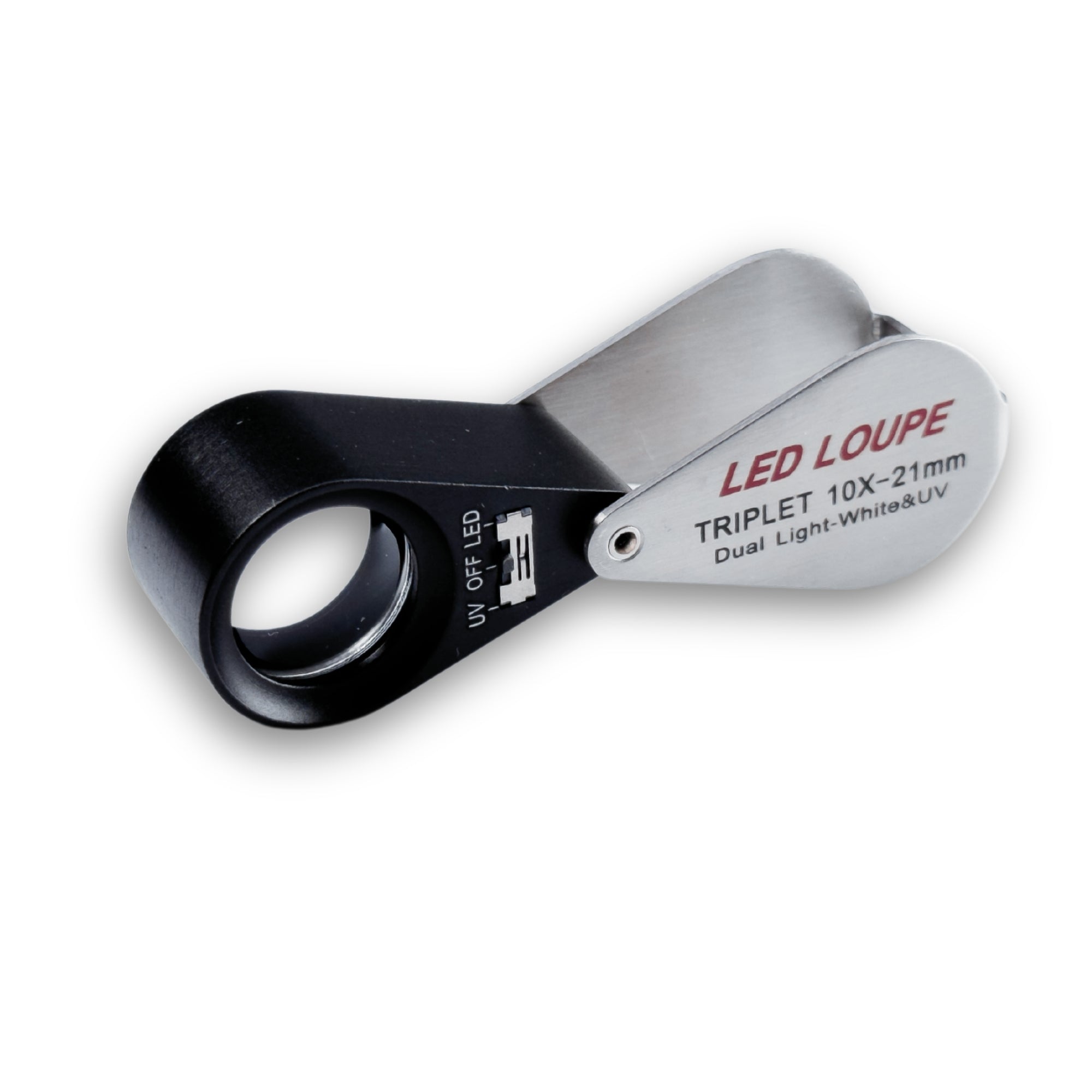 Gemological Loupe 10x 21mm with LED and UV light on batteries