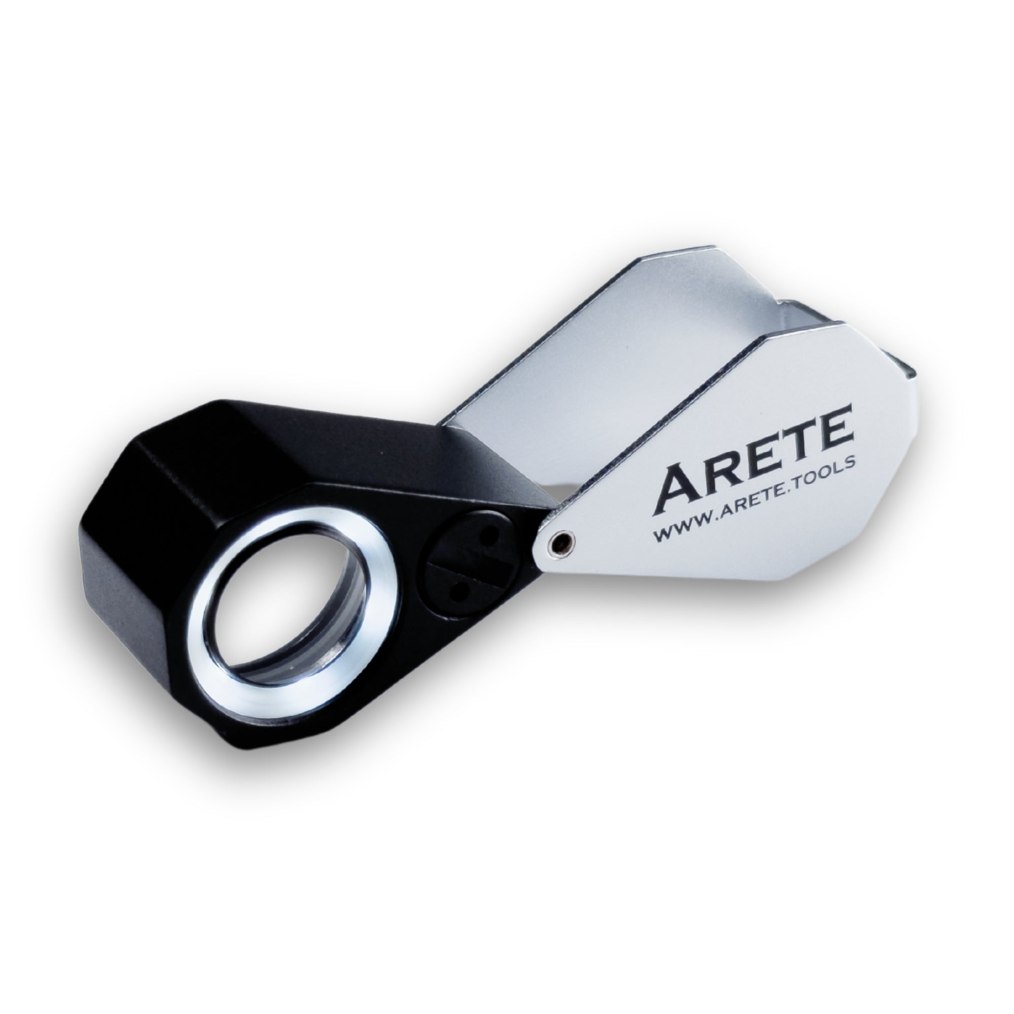 Fickförstoringsglas Arete 10x - 21mm med LED-ljus på batterier