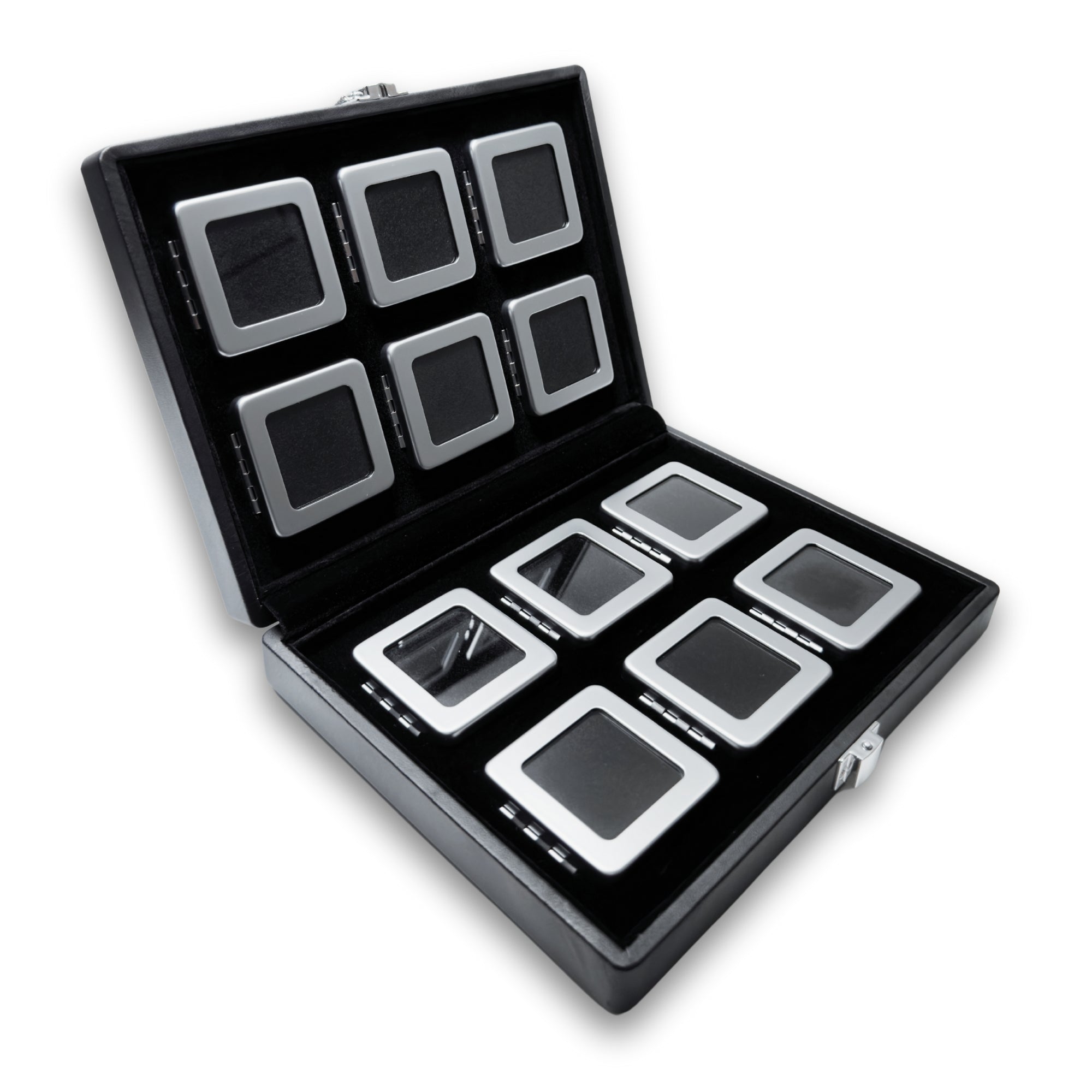 Set di lusso di 12 scatole per pietre preziose in un elegante cofanetto