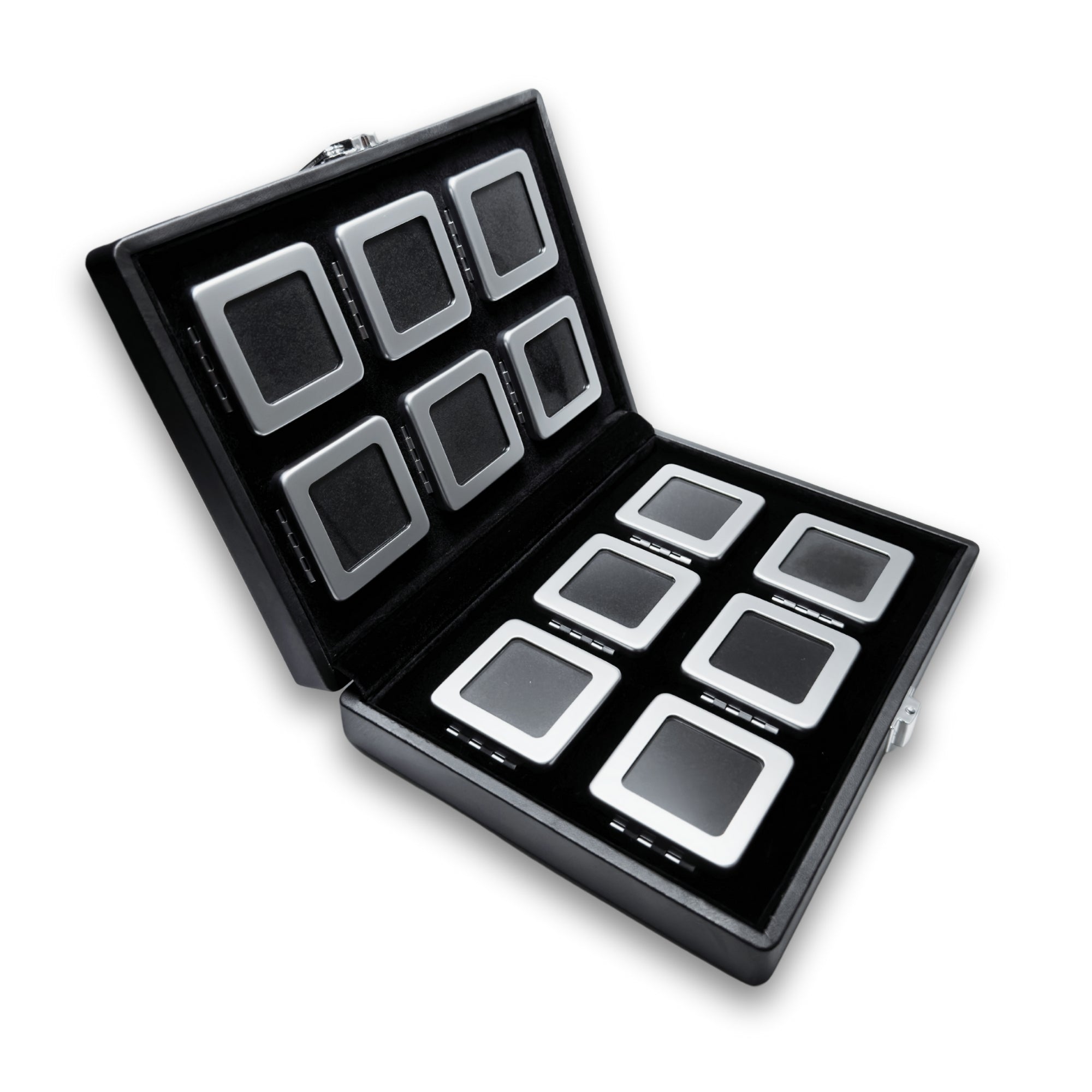 Luxury set of 12 boxes for precious stones in an elegant presentation case